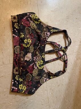 lululemon athletica Floral Black, Pink & Yellow Strappy Sports Bra